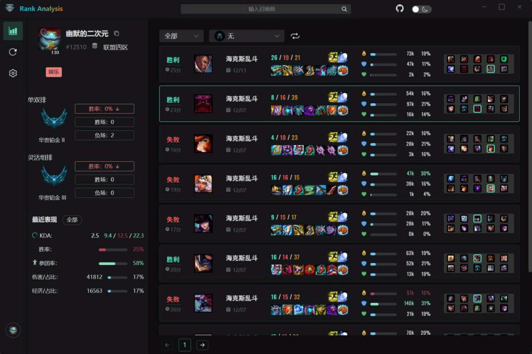 LOL-Rank Analysis英雄联盟战绩查询工具v1.8.8 图1
